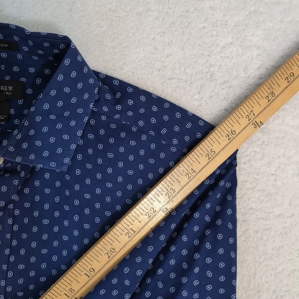 J. Crew Ludlow 120's 2‎ Ply Paisley Pattern Button Front Shirt Men's Sm L/S Navy